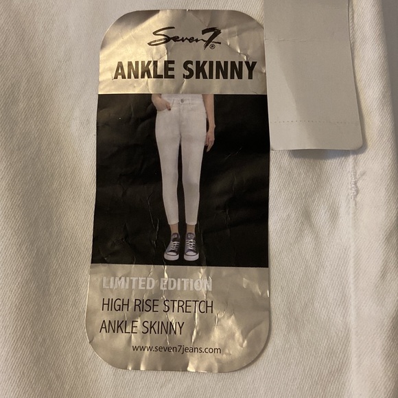 Seven7  High Rise Strech Ankle Skinny Women White Jeans Pants size 6 brand new - Picture 2 of 12